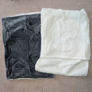 Gray and White Plush Pillow cases